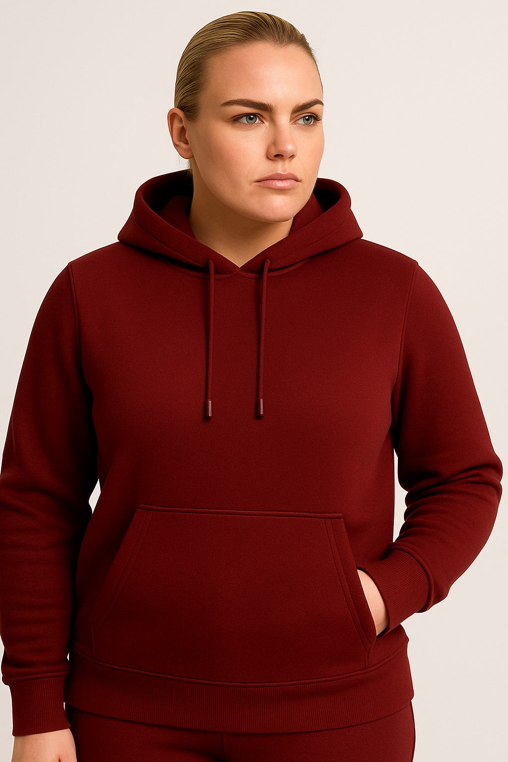 Women’s Hoodie Tracksuit Set – Maroon (Polyester Fleece)