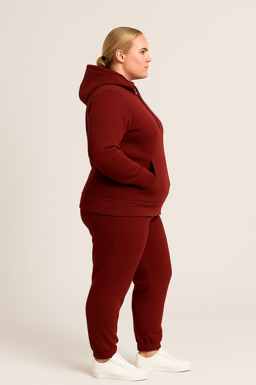 Women’s Hoodie Tracksuit Set – Maroon (Polyester Fleece)