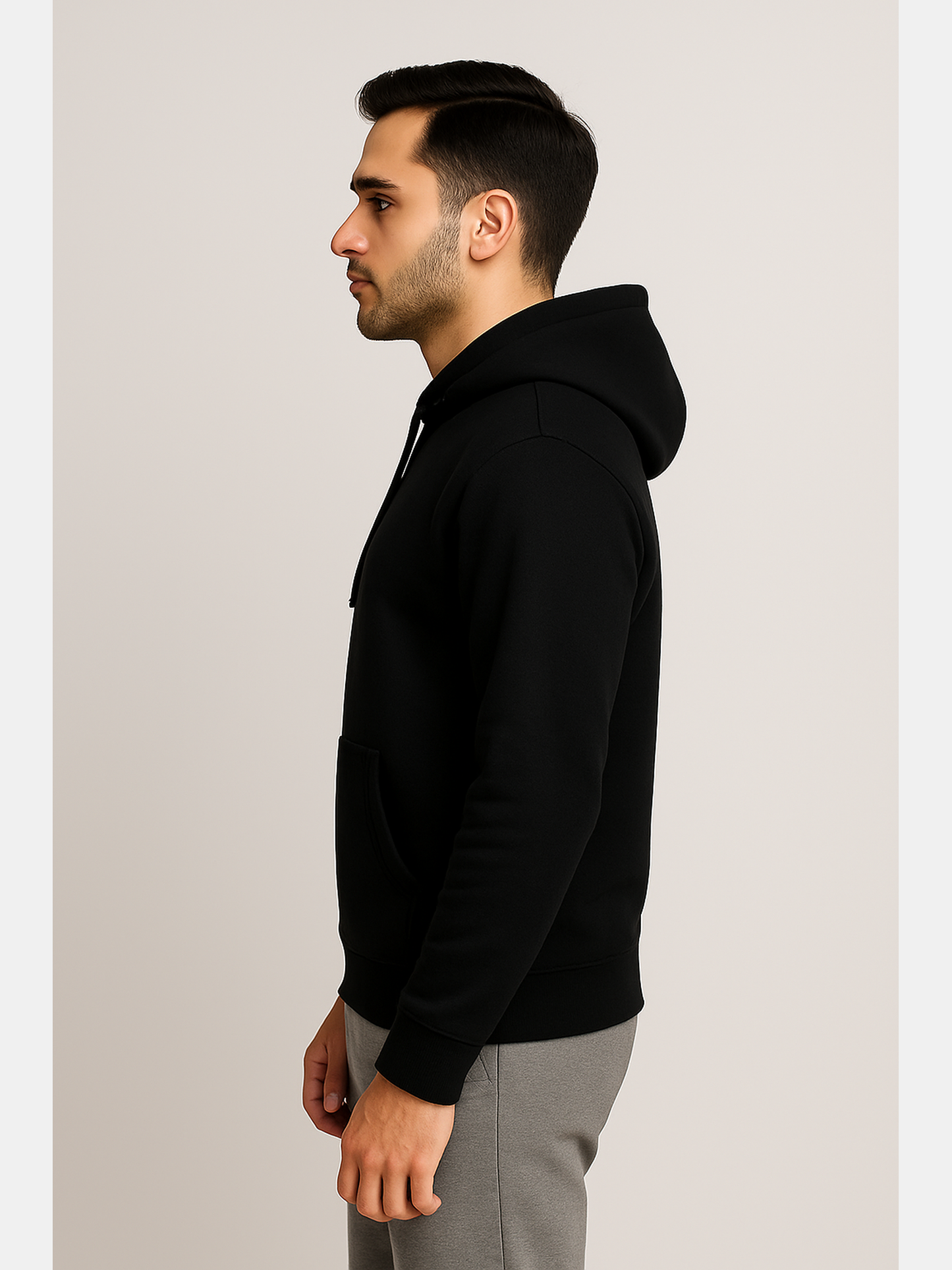Men’s Solid Pullover Hoodie – Black & Forest Green (Matty Polyester Fleece)