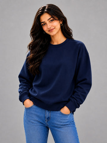 Apraa & Parma Women Solid Fleece Sweatshirt | Full Sleeve Round Neck Warm Casual Wear