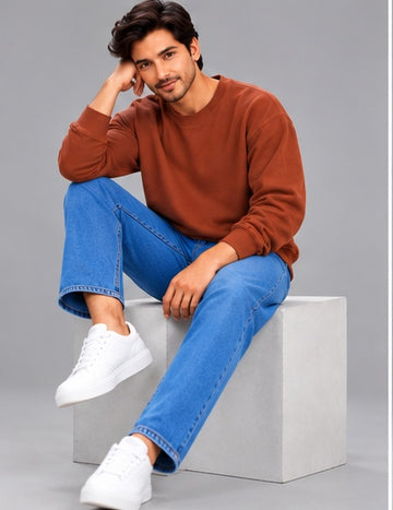 Apraa & Parma Men Solid Fleece Sweatshirt | Full Sleeve Round Neck Warm Casual Wear
