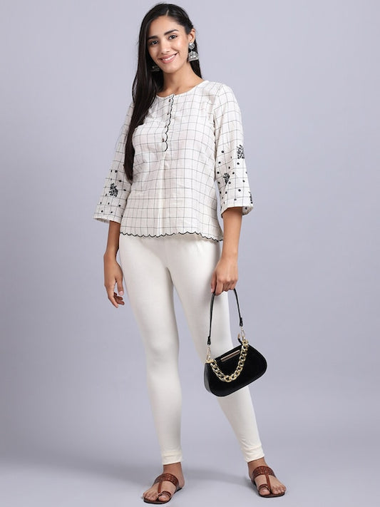 Women Solid White  Slim Fit Leggings