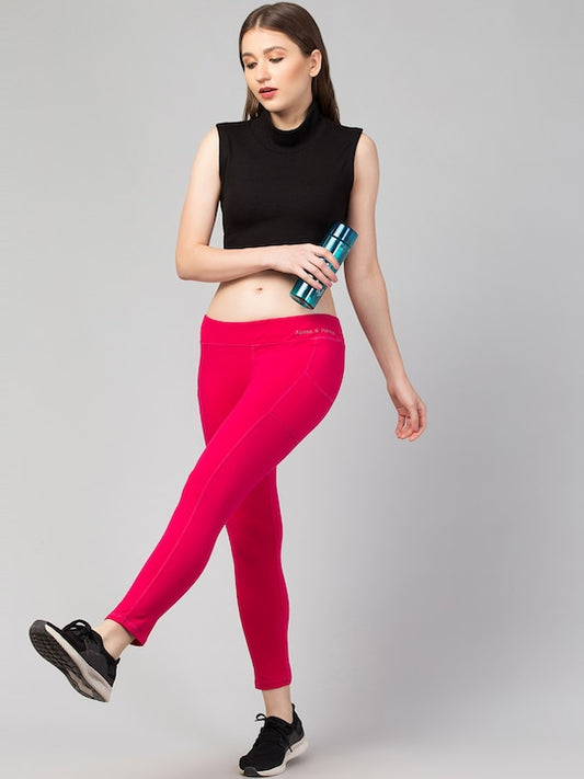 Women Solid Red  Slim Fit with pockets Leggings