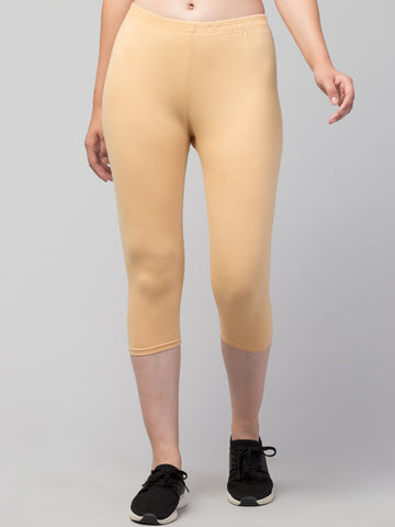 WOMEN SOLID LT SKIN MID RISE SKINNY FIT CAPRIS