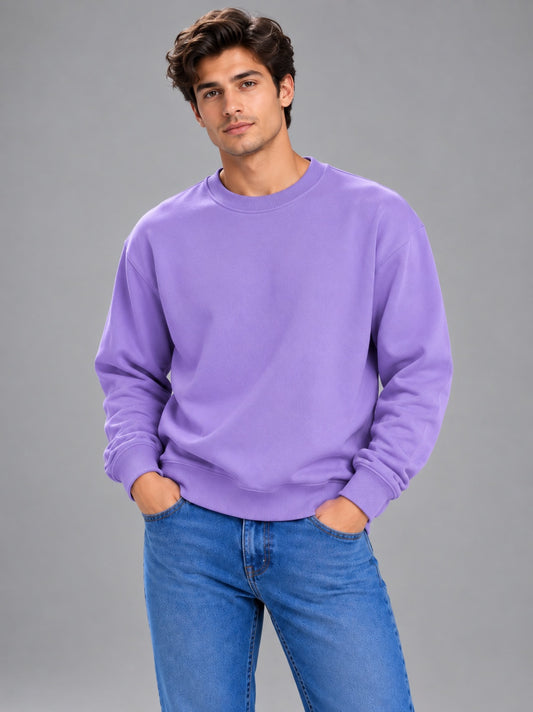 Men’s Solid Levendar Oversized Crew Neck Sweatshirt
