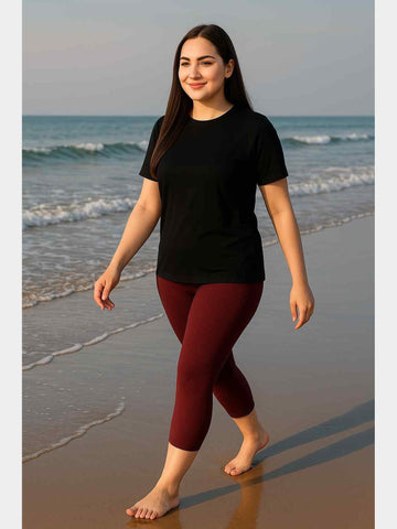 Women Solid Black Swim Dress with Full Coverage-SWI-53