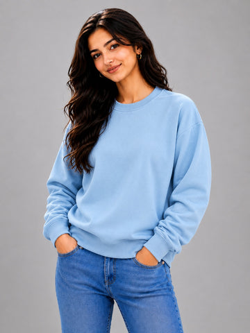 Apraa & Parma Women Solid Fleece Sweatshirt | Full Sleeve Round Neck Warm Casual Wear
