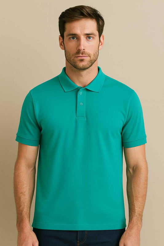 Men’s Solid Polo T-Shirt ( Matty) – Teal Green