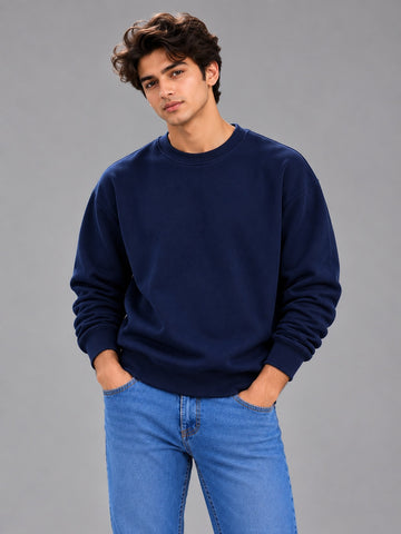 Apraa & Parma Men Solid Fleece Sweatshirt | Full Sleeve Round Neck Warm Casual Wear