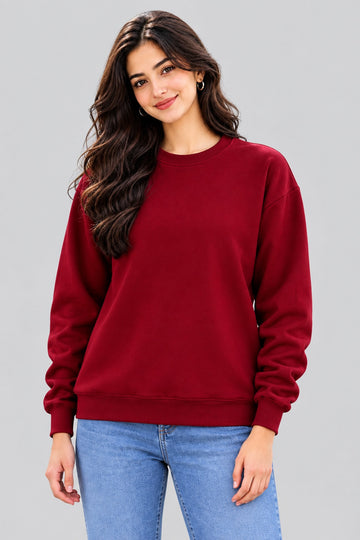 Apraa & Parma Women Solid Fleece Sweatshirt | Full Sleeve Round Neck Warm Casual Wear