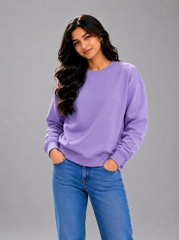 Apraa & Parma Women Solid Fleece Sweatshirt | Full Sleeve Round Neck Warm Casual Wear