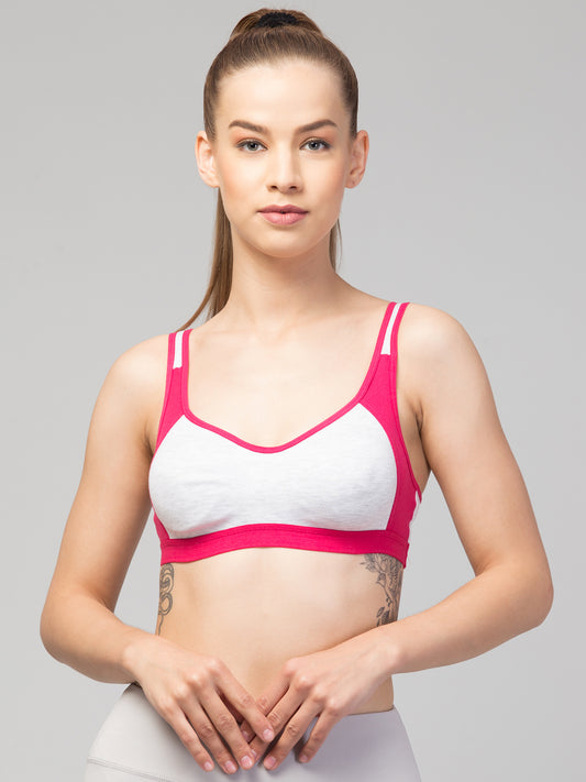 Colourblocked Full Coverage Non Padded Organic Super Support Sports Bra