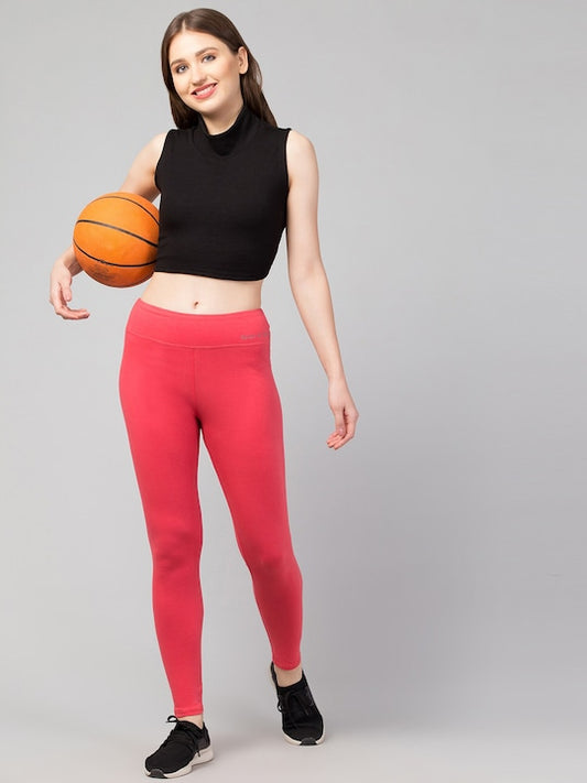 Women Solid Pink  Slim Fit Leggings