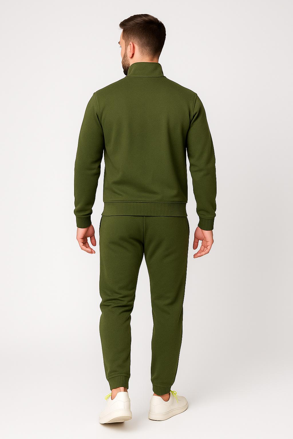 Men’s Stretch Tracksuit Set – Olive Green (NS Lycra)
