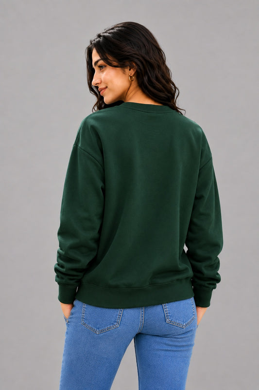 Apraa & Parma Women Solid Fleece Sweatshirt | Full Sleeve Round Neck Warm Casual Wear
