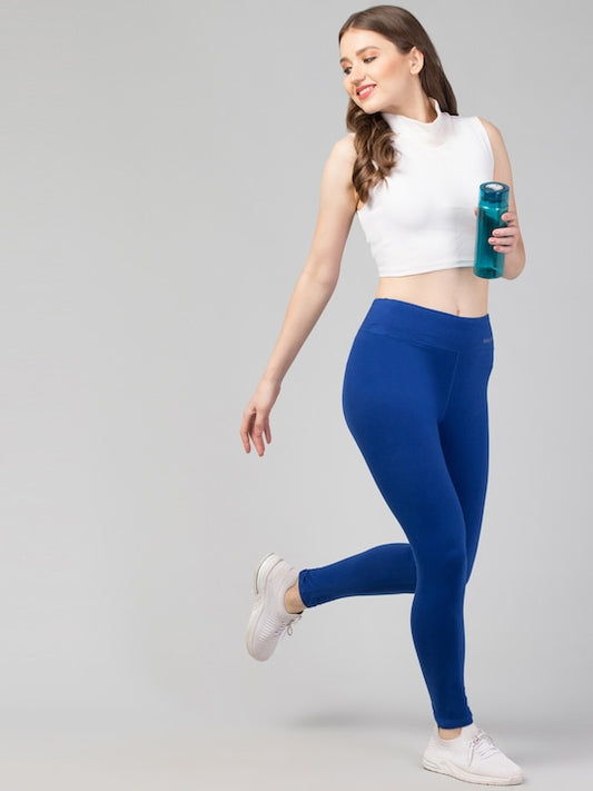 Women Solid Blue  Slim Fit Leggings