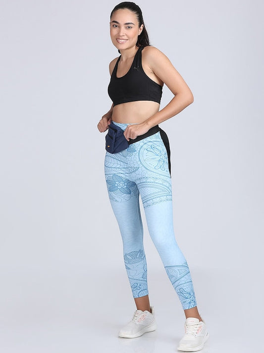 Women Printed Dry-Fit Training or Gym Ankle Length Sports Tights