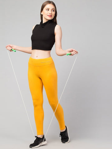 Women Solid Yellow  Slim Fit Leggings