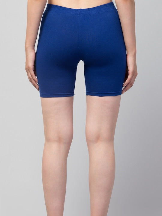 Women Solid Dark blue Mid-Rise Short Brief
