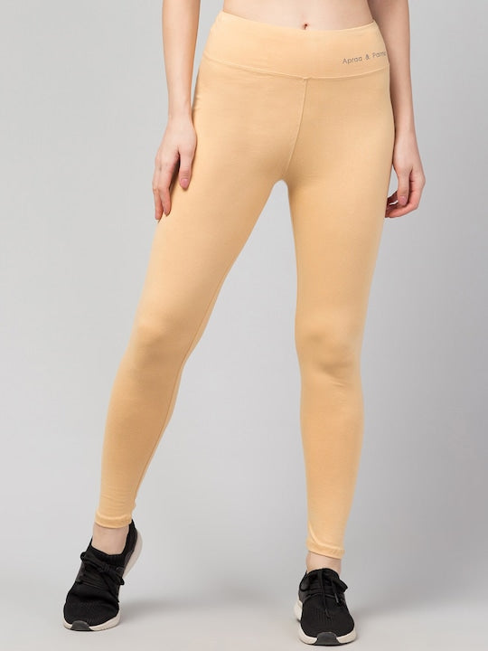 Women Solid Beige  Slim Fit Leggings