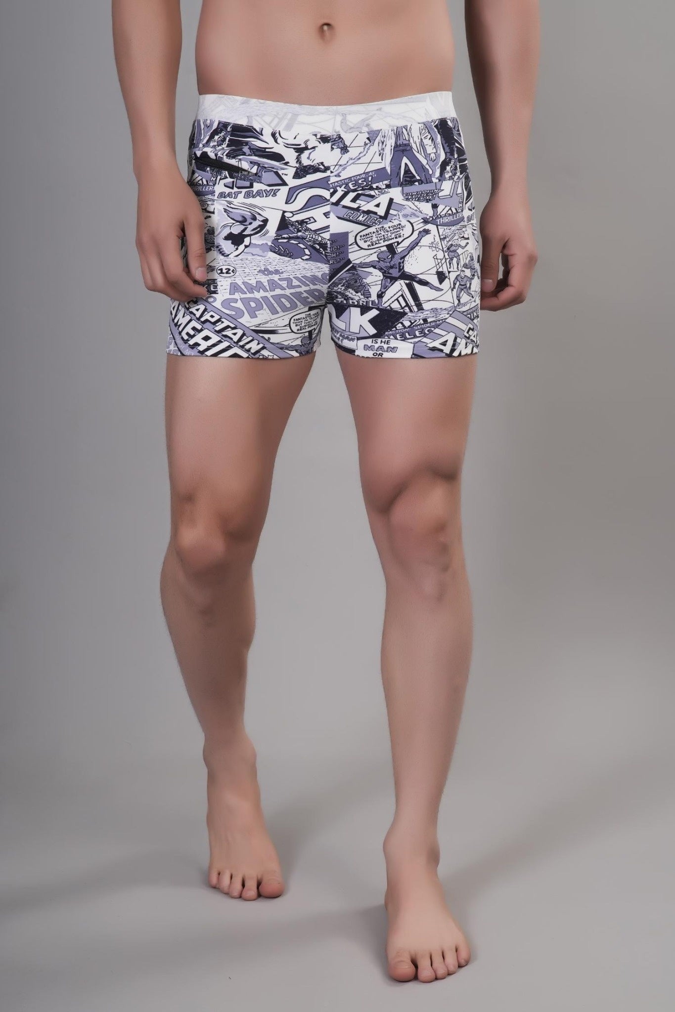 Men Printed Swim Shorts Mid-Rise Quick Dry