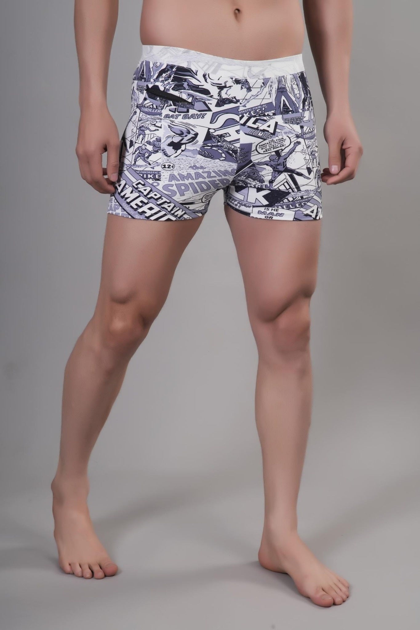 Men Printed Swim Shorts Mid-Rise Quick Dry