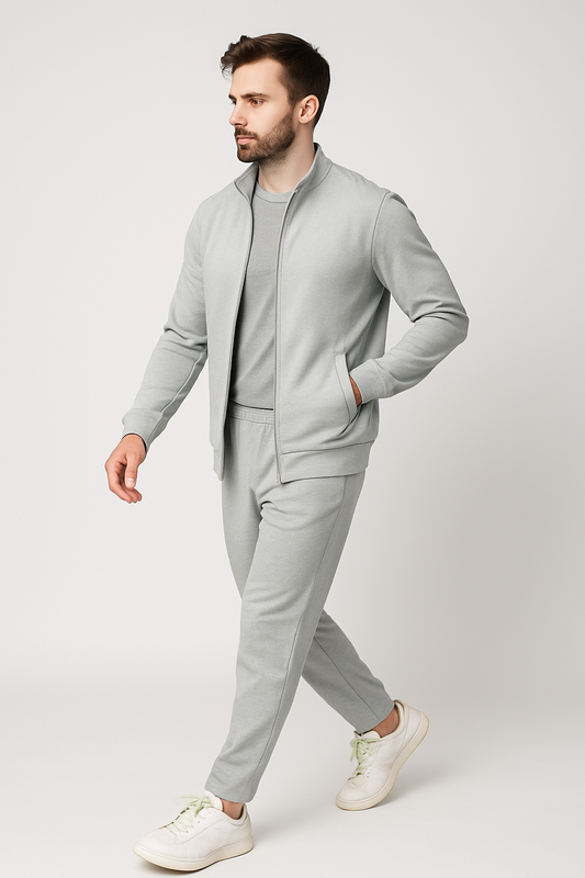 Men’s Stretch Tracksuit Set – Mist Grey (NS Lycra)