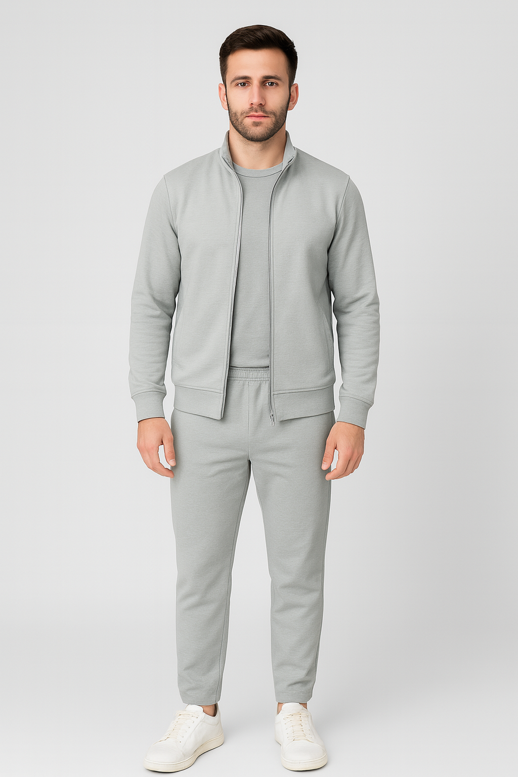 Men’s Stretch Tracksuit Set – Mist Grey (NS Lycra)
