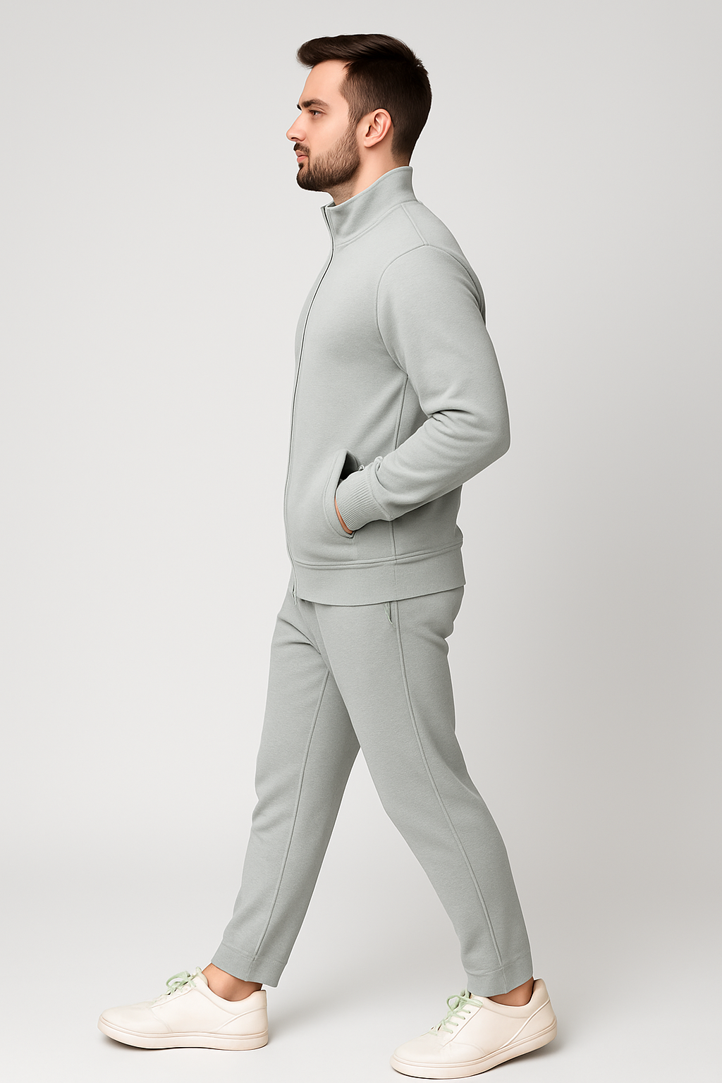 Men’s Stretch Tracksuit Set – Mist Grey (NS Lycra)