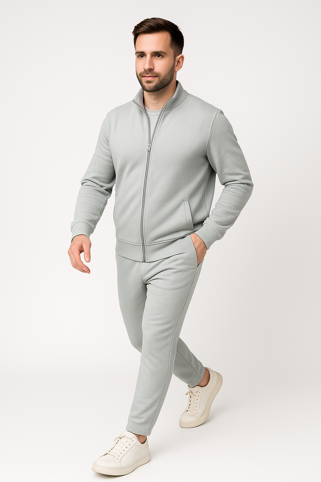 Men’s Stretch Tracksuit Set – Mist Grey (NS Lycra)