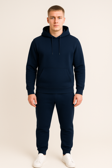 Men’s Hoodie Tracksuit Set – Navy Blue (Polyester Fleece)