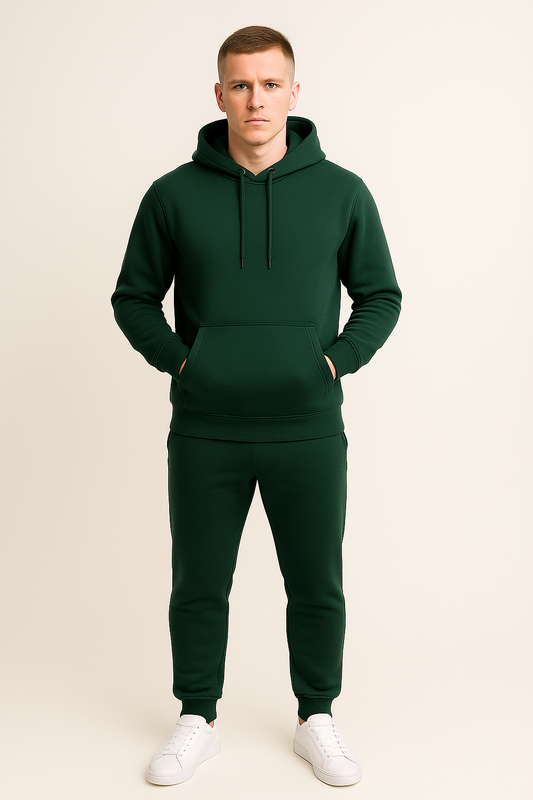 Men’s Hoodie Tracksuit Set – Forest Green (Polyester Fleece)