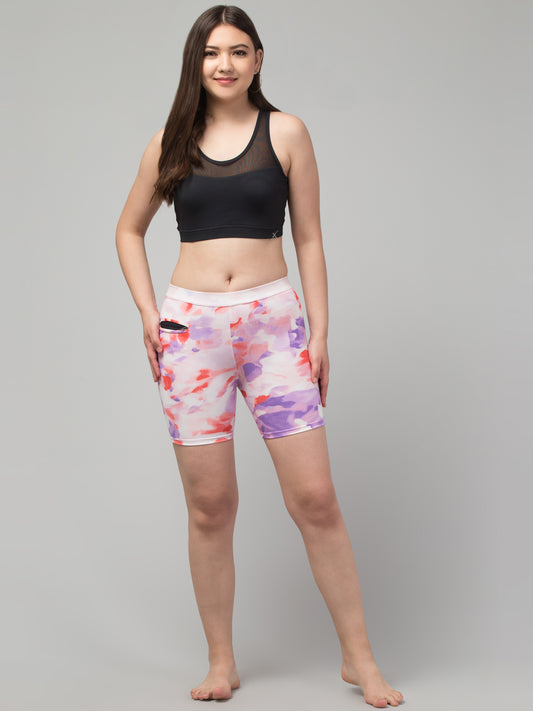 Women’s Quick-Dry Swim Shorts – Nylon-Spandex, Mid-Thigh, Printed