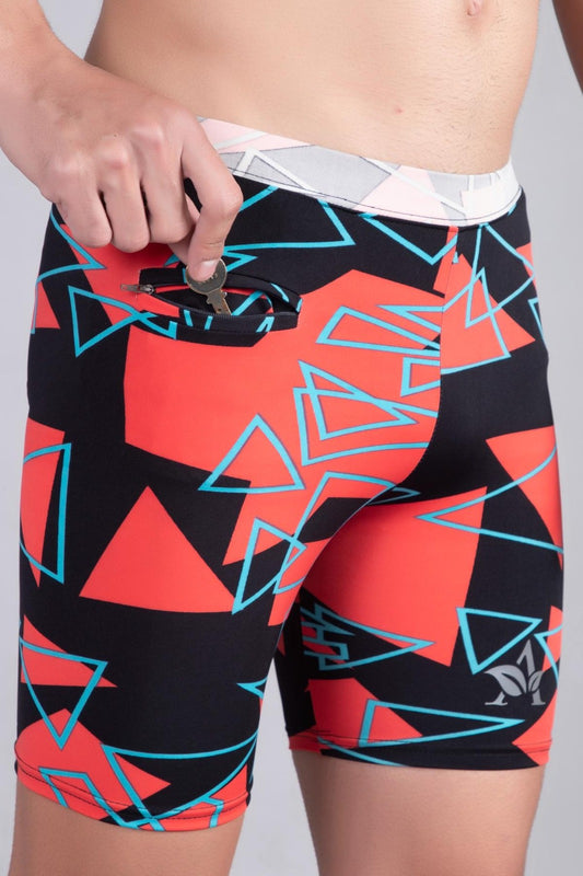 Men Printed Swim Shorts Mid-Rise Quick Dry