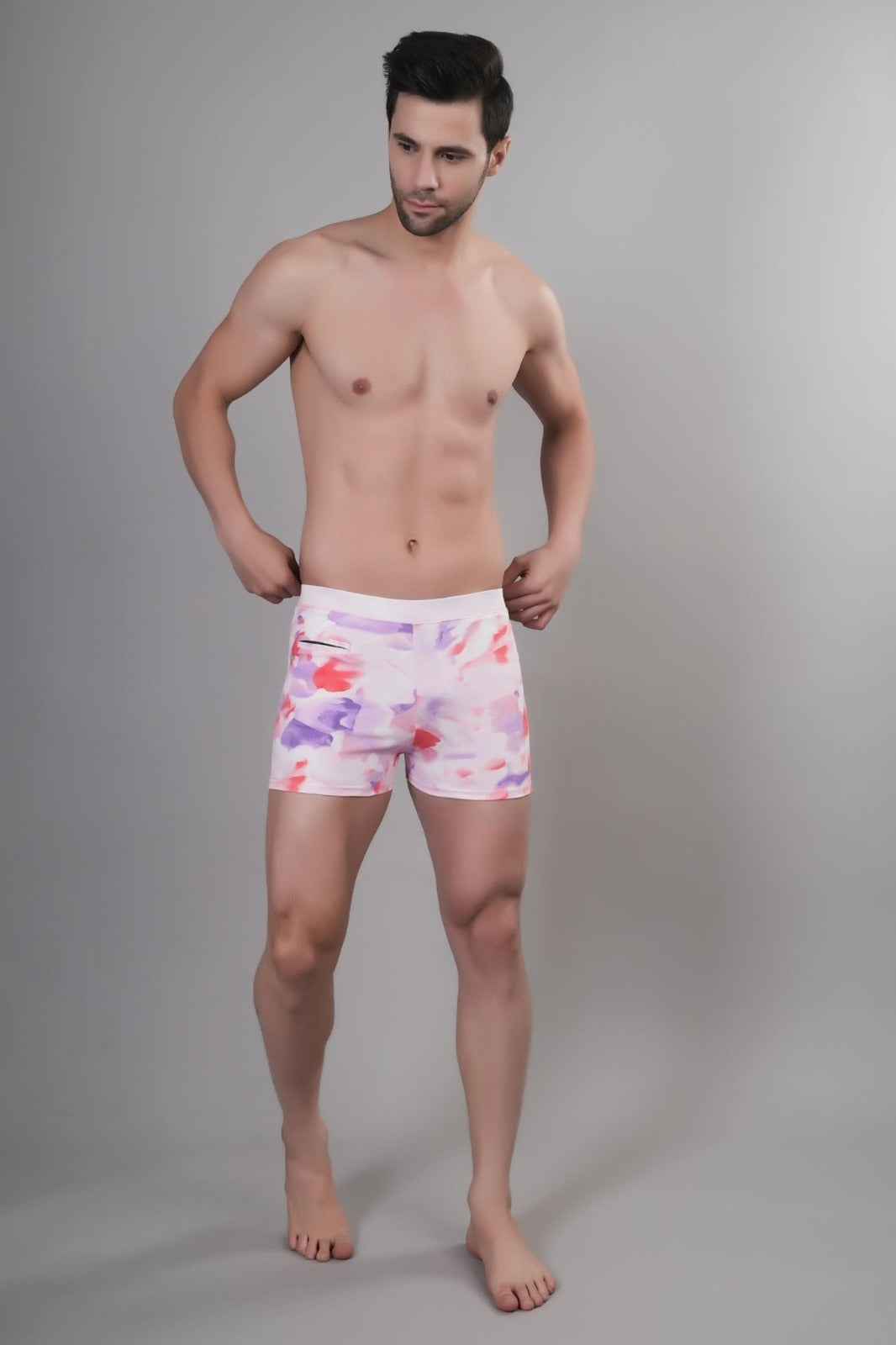 Men Printed Swim Shorts Mid-Rise Quick Dry