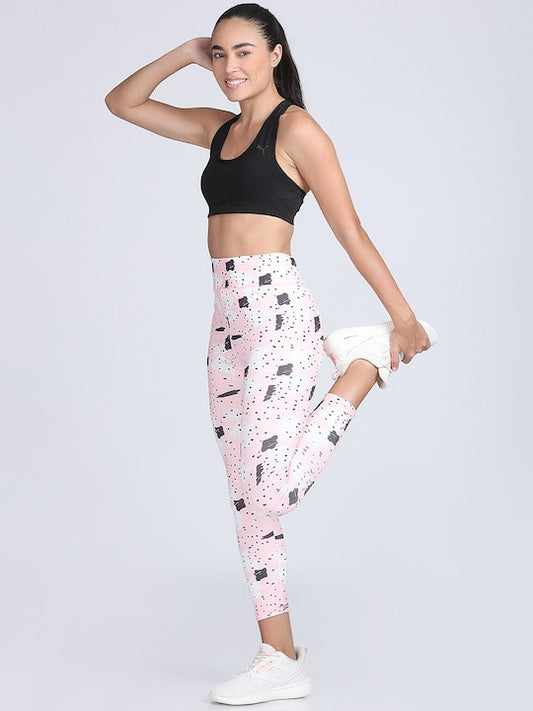 Women Printed Dry-Fit Training or Gym Ankle Length Sports Tights