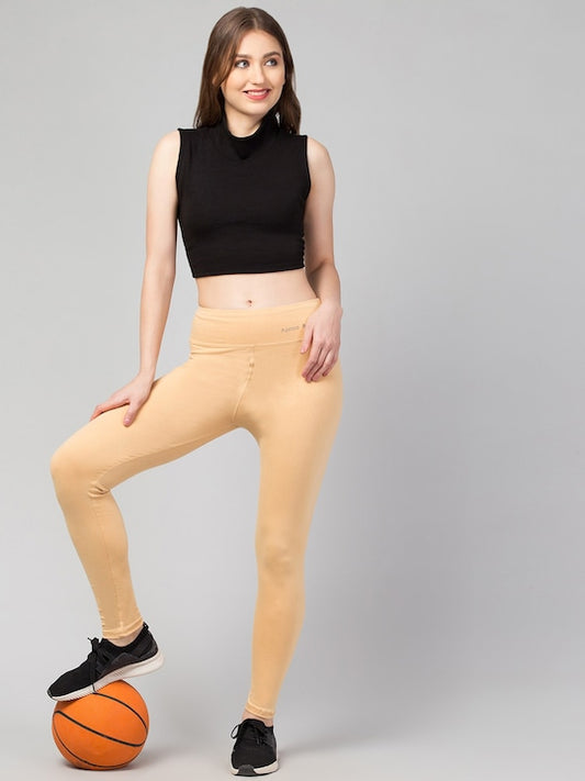 Women Solid Beige  Slim Fit Leggings