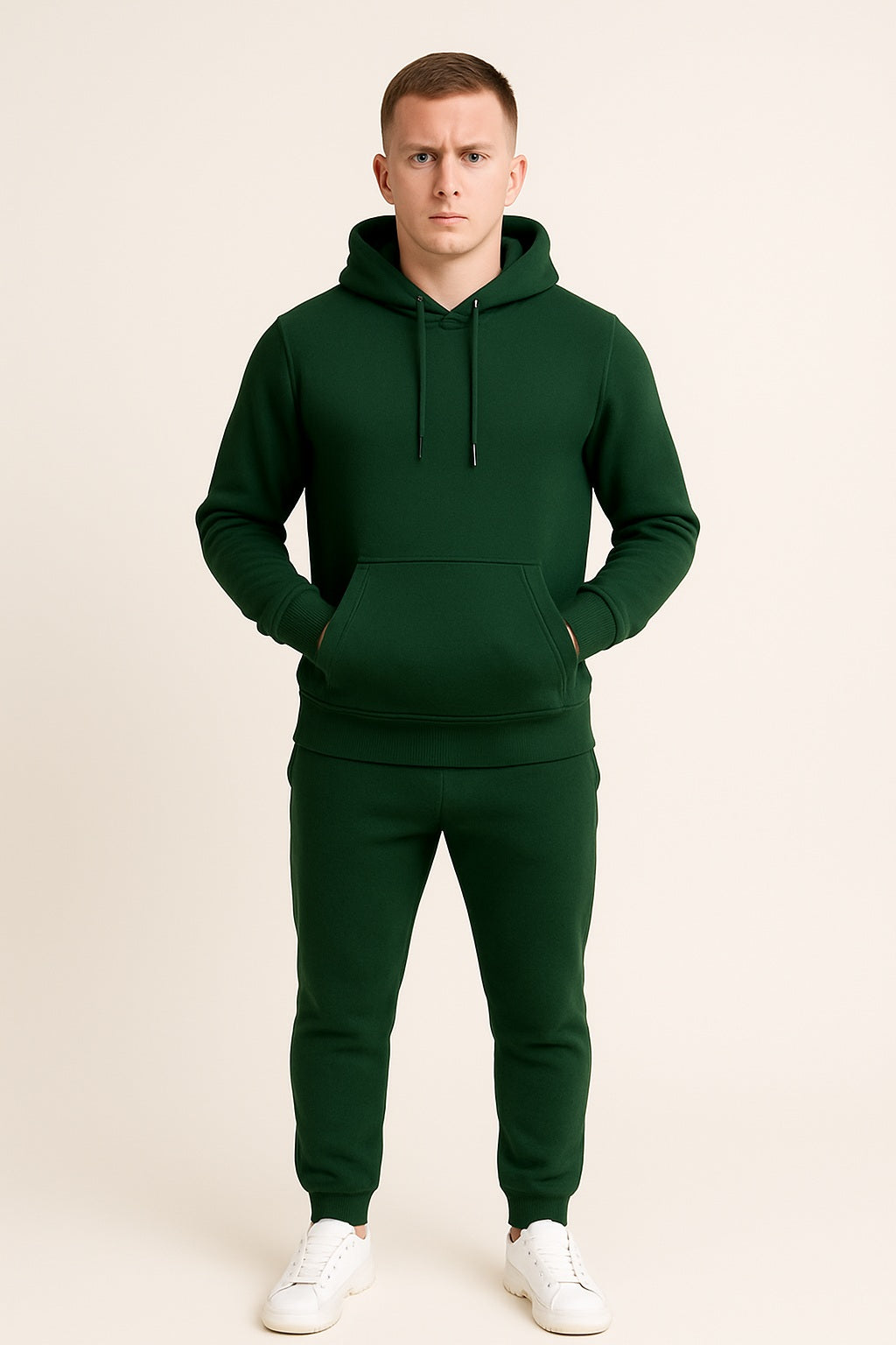 Men’s Hoodie Tracksuit Set – Forest Green (Polyester Fleece)