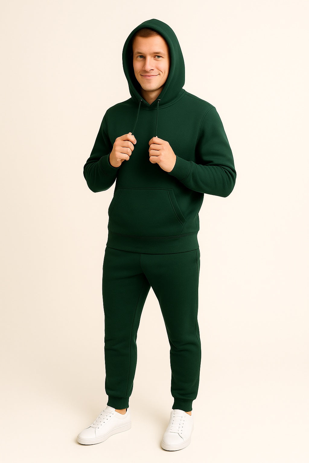 Men’s Hoodie Tracksuit Set – Forest Green (Polyester Fleece)