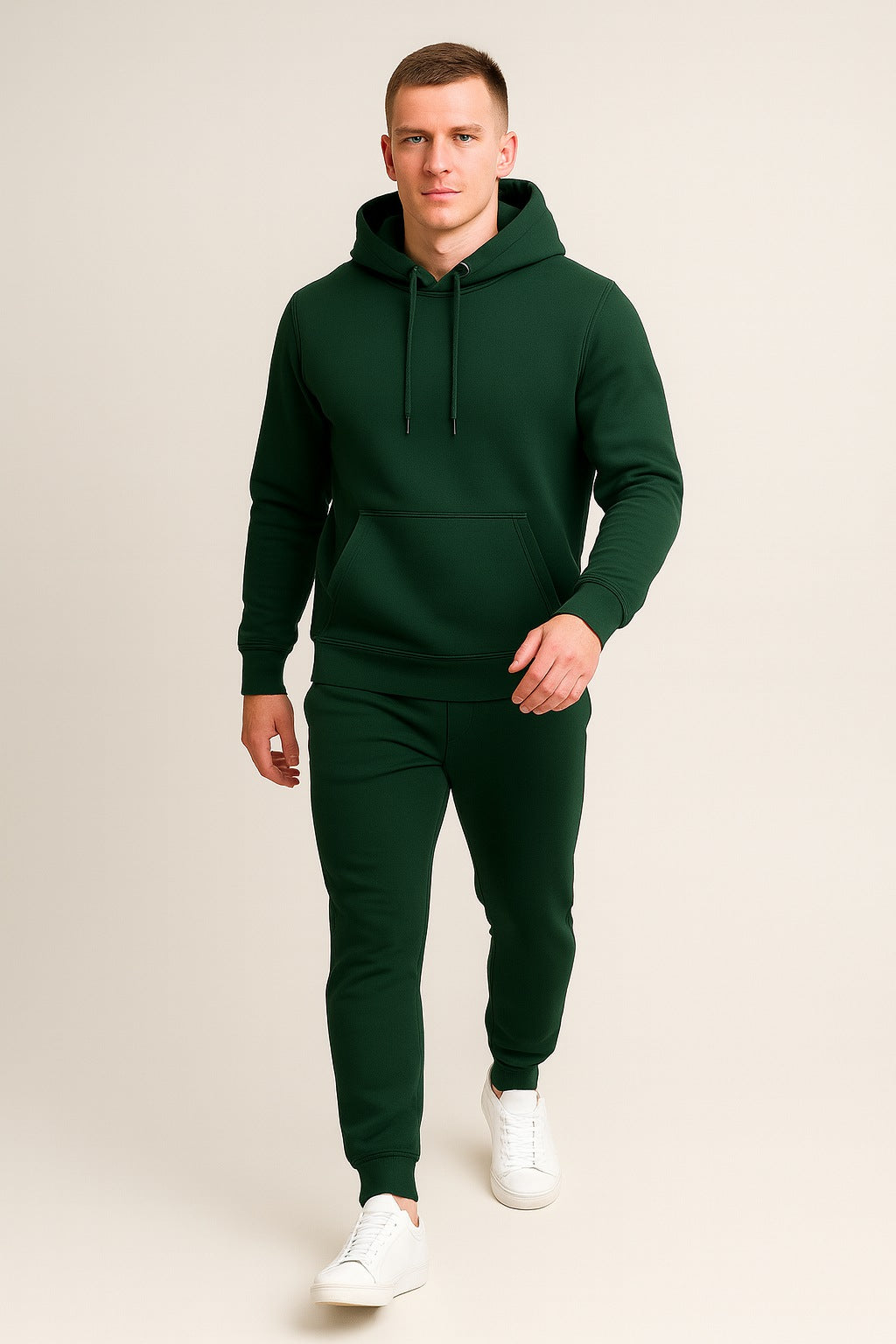 Men’s Hoodie Tracksuit Set – Forest Green (Polyester Fleece)