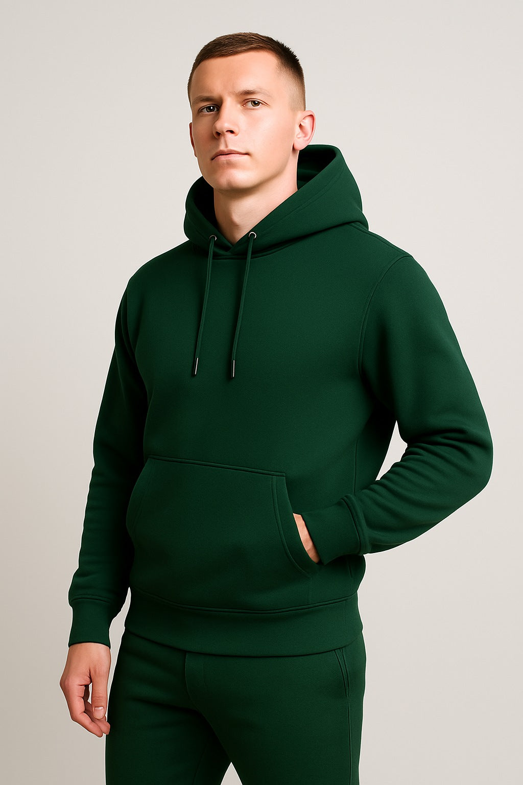 Men’s Hoodie Tracksuit Set – Forest Green (Polyester Fleece)