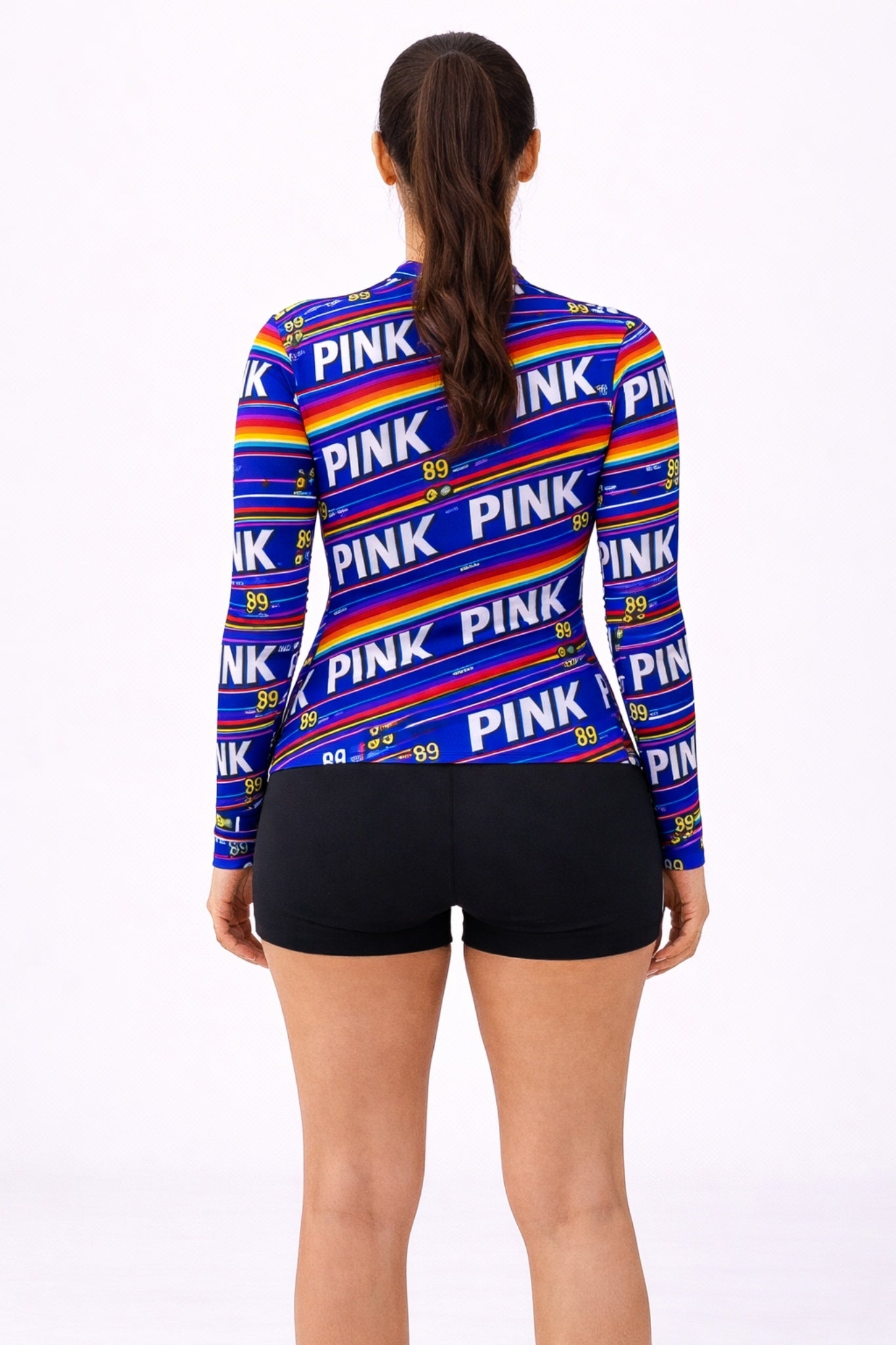 Women Multicolor Printed Full Sleeve Zipper Rash Guard Swim Top