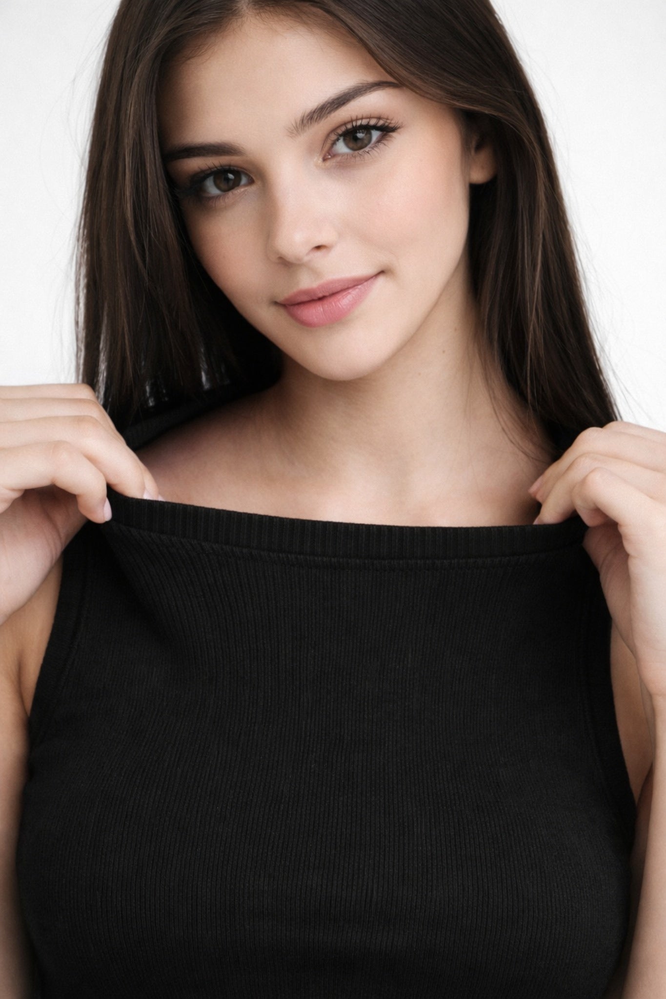 Women Solid Black Ribbed Sleeveless Regular Fit Top
