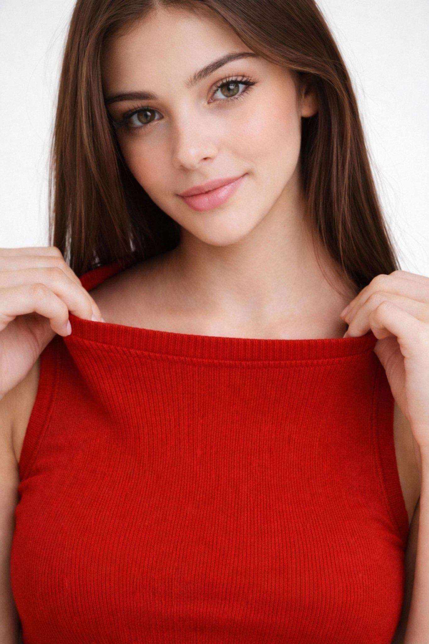 Women Solid Red Ribbed Sleeveless Stretchable Casual Crop Top