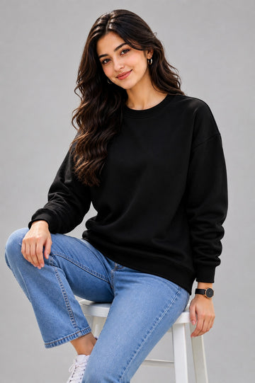 Apraa & Parma Women Solid Fleece Sweatshirt | Full Sleeve Round Neck Warm Casual Wear