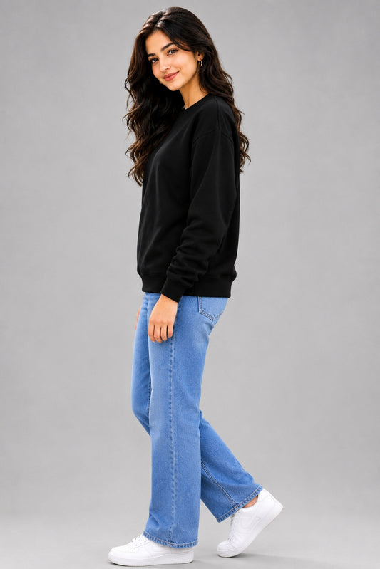 Apraa & Parma Women Solid Fleece Sweatshirt | Full Sleeve Round Neck Warm Casual Wear