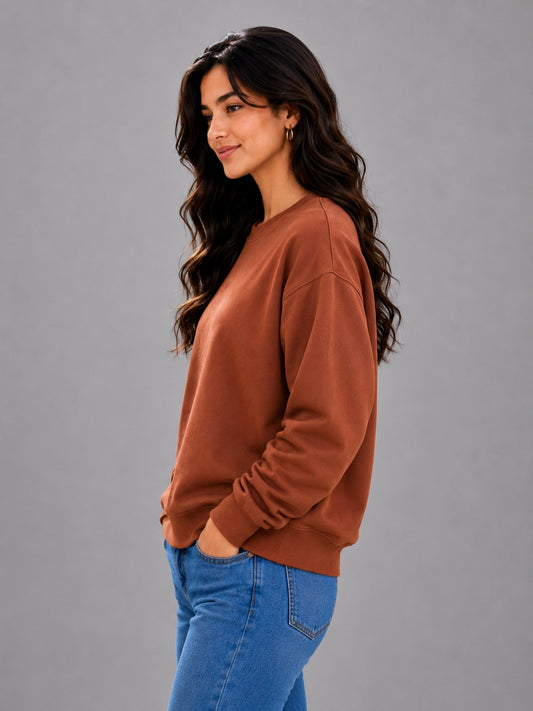 Apraa & Parma Women Solid Fleece Sweatshirt | Full Sleeve Round Neck Warm Casual Wear