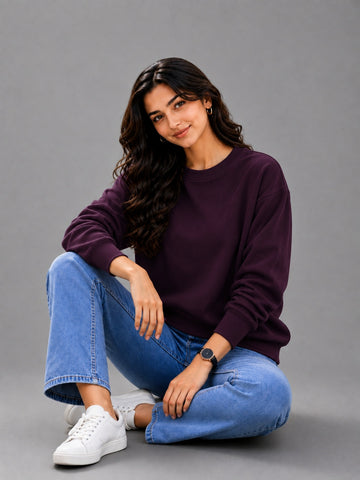Apraa & Parma Women Solid Fleece Sweatshirt | Full Sleeve Round Neck Warm Casual Wear