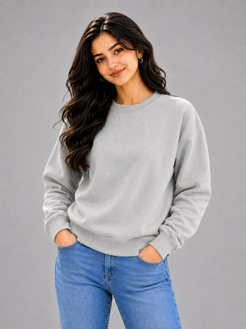 Apraa & Parma Women Solid Fleece Sweatshirt | Full Sleeve Round Neck Warm Casual Wear