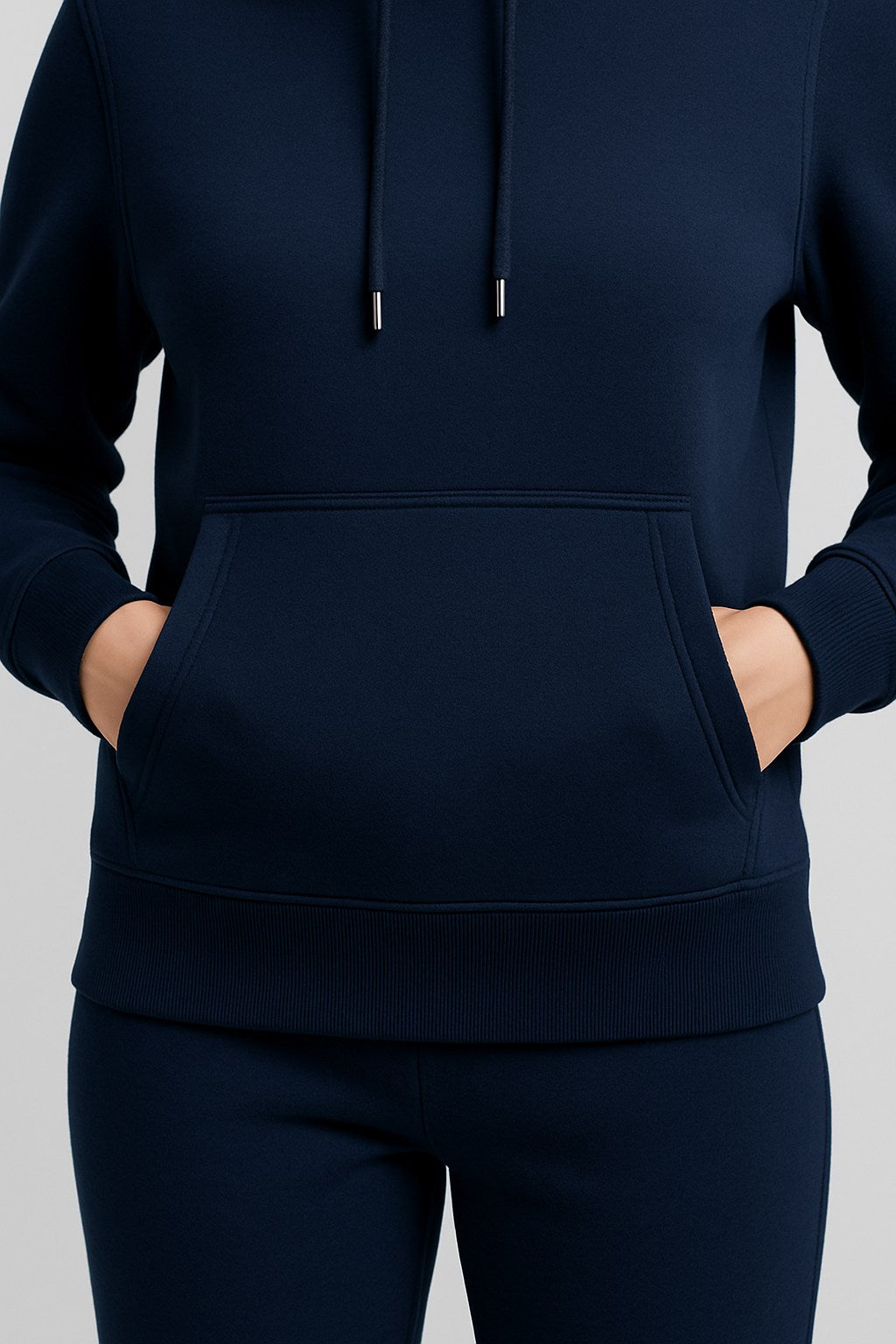 Women’s Hoodie Tracksuit Set – Navy Blue (Polyester Fleece)